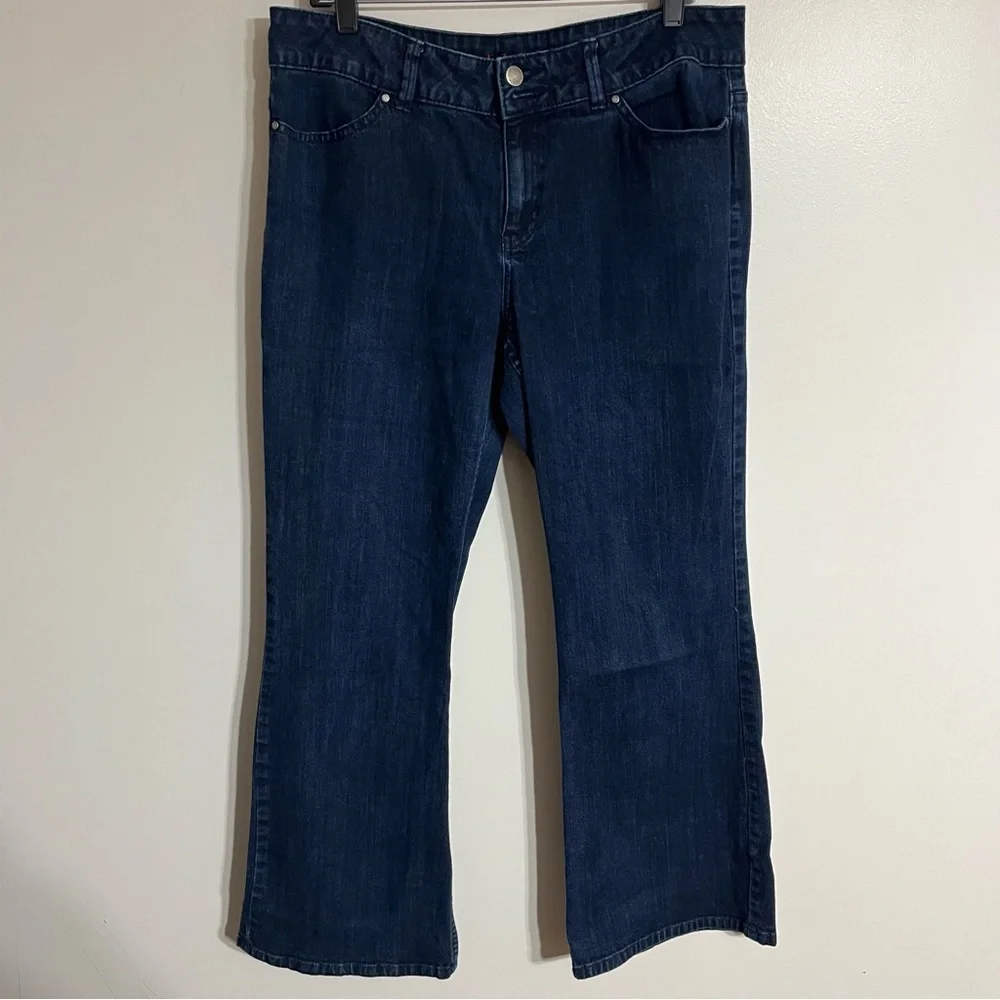 Women's Elle Wide Leg Dark Wash Mid Rise Jeans Size 14‎ 90s Y2K